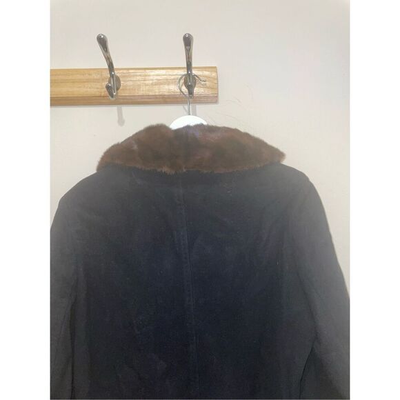 Vintage Bill Blass faux fur collar button down black overcoat luxurious size 12 - Picture 6 of 11